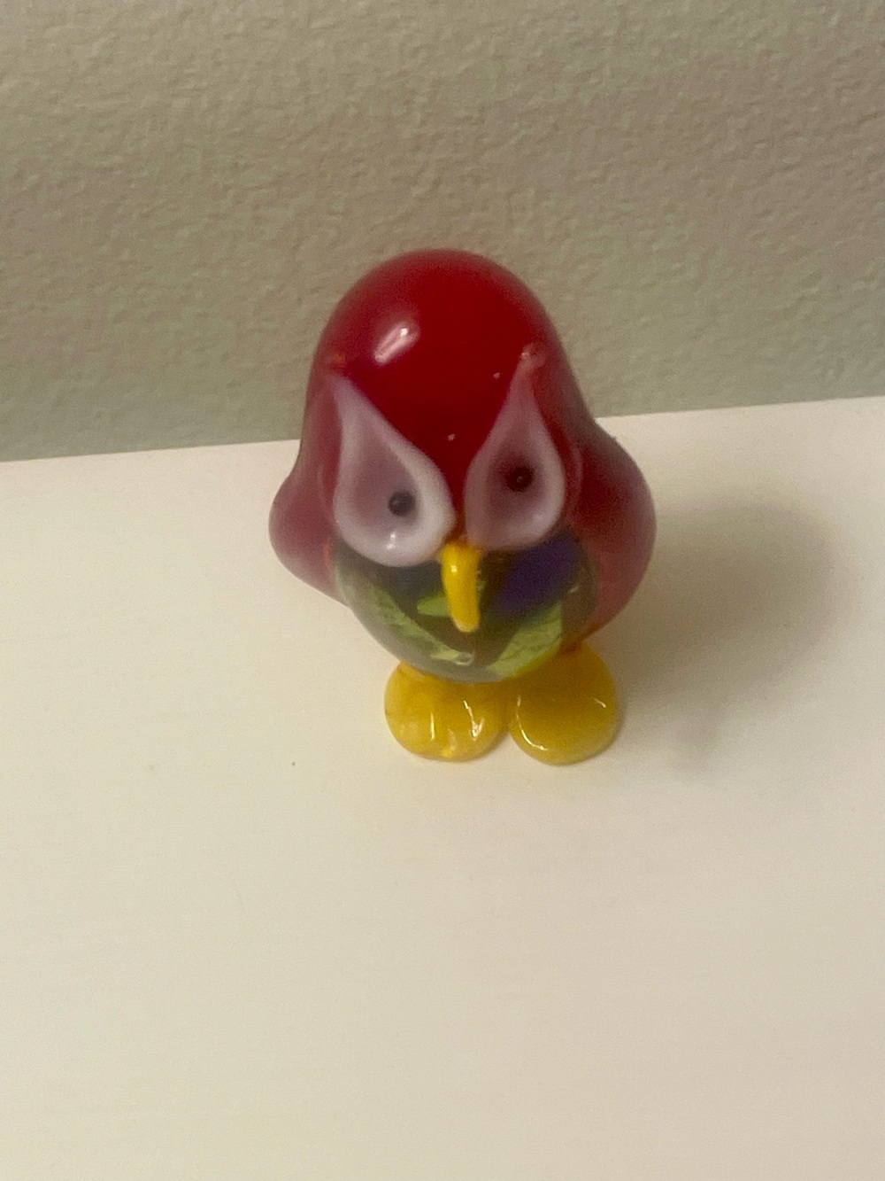Glass Owl Figure in the Murano Glass Style 2 1/2 inches Vintage Italy EUC